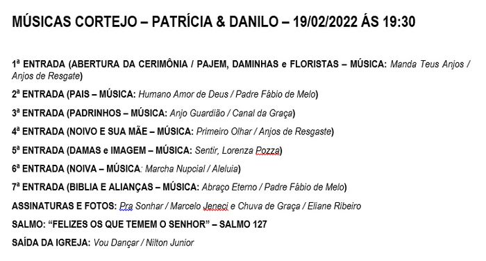 Músicas para o casamento 1