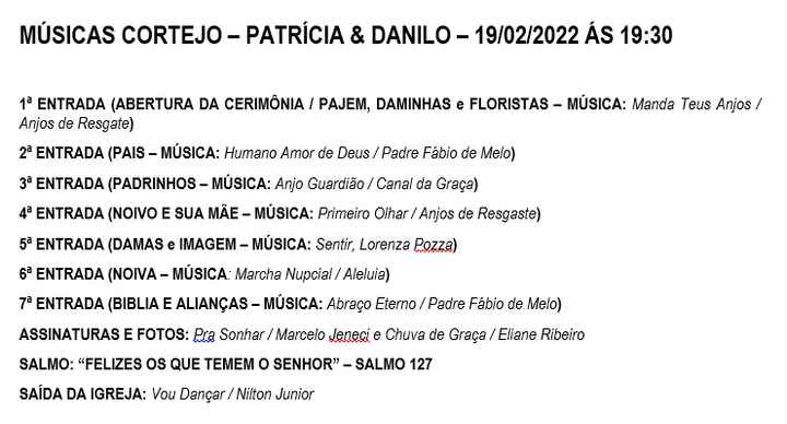 Músicas para o casamento - 1
