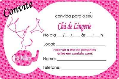 Convite - chá de lingirie
