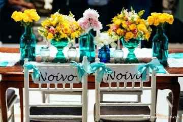 Azul tiffany e amarelo