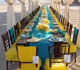 Azul tiffany e amarelo