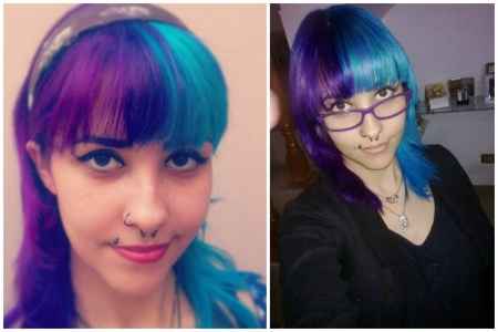 Cabelo turquesa/teal & roxo