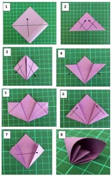 Molde pra flor origami de papel 