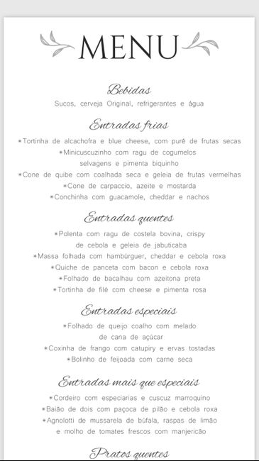 Cardápio Finalizado - 2