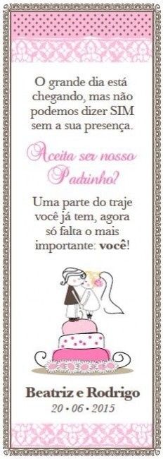 Lembrança Padrinhos e Madrinhas