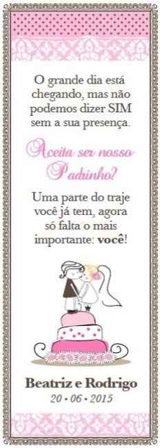 Lembrança Padrinhos e Madrinhas