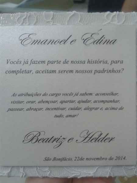 Convite para padrinhos e madrinhas - 1