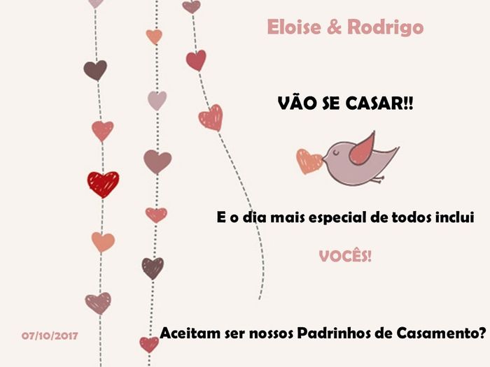Recadinho para os padrinhos