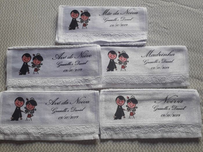 Mini Toalhinhas para as Madrinhas , Mãe e Avós da Noiva e Noivo