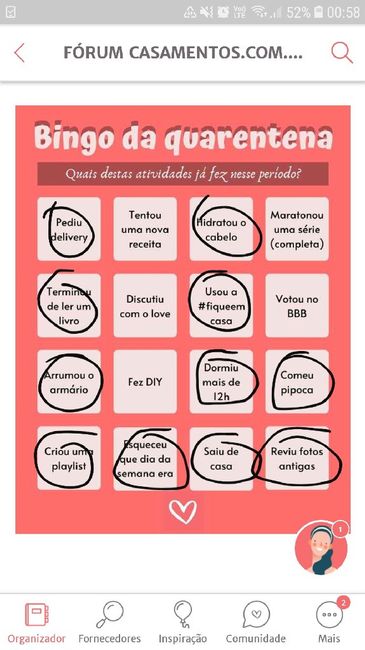 Bingo da quarentena: quem se atreve? #NoivasEmCasa 14