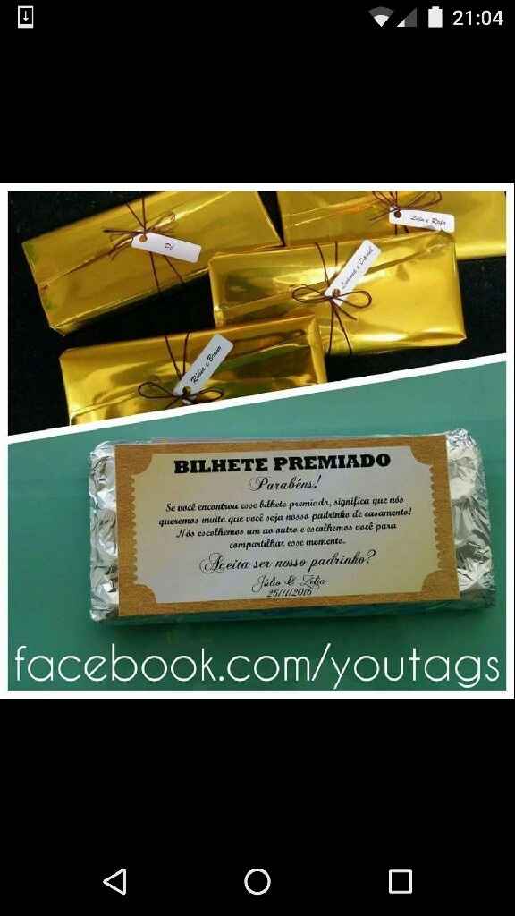 Convite padrinhos - bilhete premiado - 1
