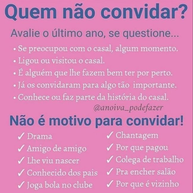 Quem não convidar? Digam oque acham - 1