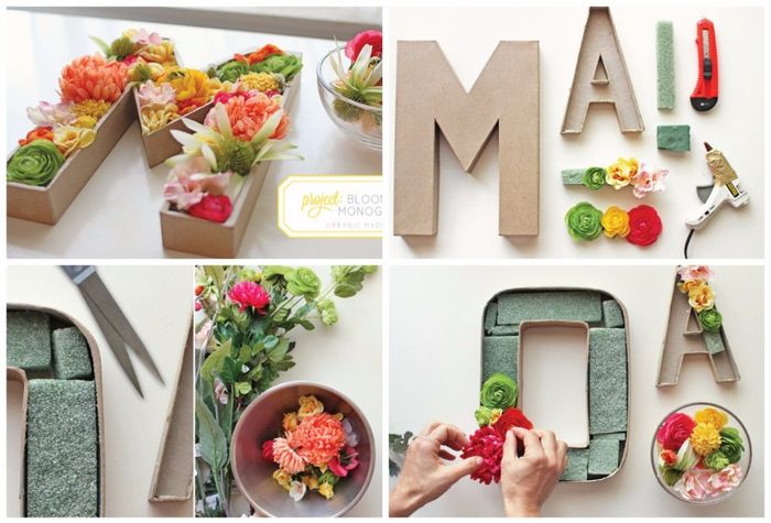 Flores em moldes de letras
