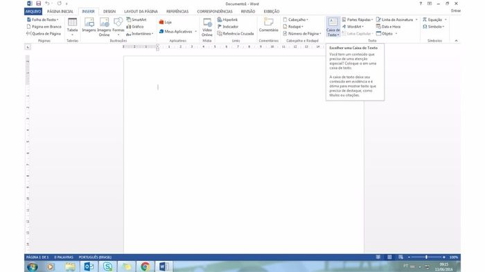 Vai em inserir, caixa de texto e escreve as informações.