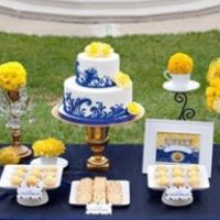 Modelo de decoração azul e amarelo