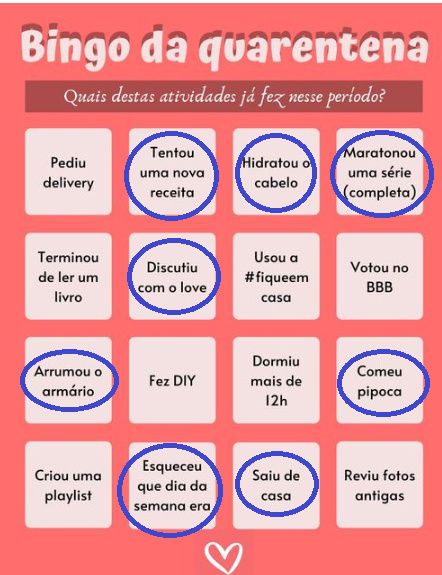 Bingo da quarentena: quem se atreve? #NoivasEmCasa 14