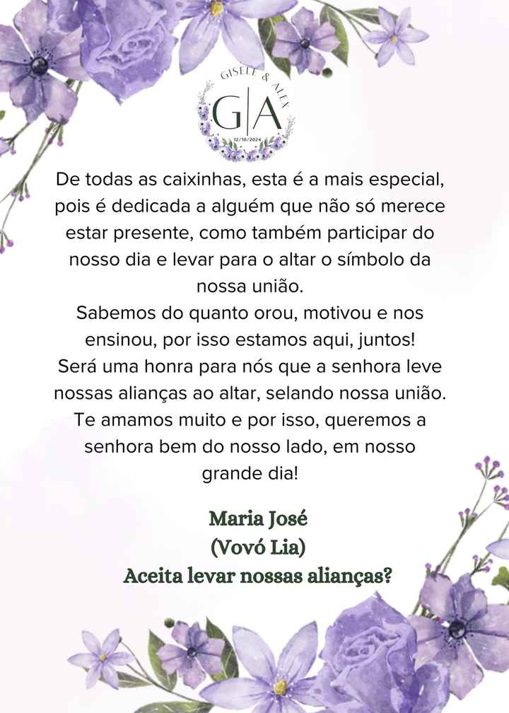 Convite para Avó levar as alianças - 1