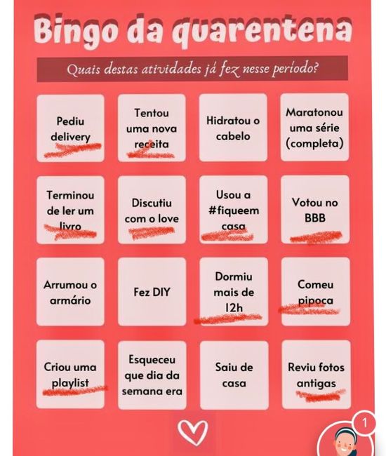 Bingo da quarentena: quem se atreve? #NoivasEmCasa - 1