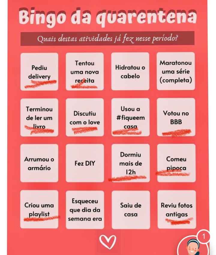 Bingo da quarentena: quem se atreve? #NoivasEmCasa - 1
