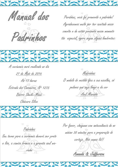 Manual e Convite dos padrinhos