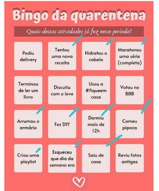 Bingo da quarentena: quem se atreve? #NoivasEmCasa 1