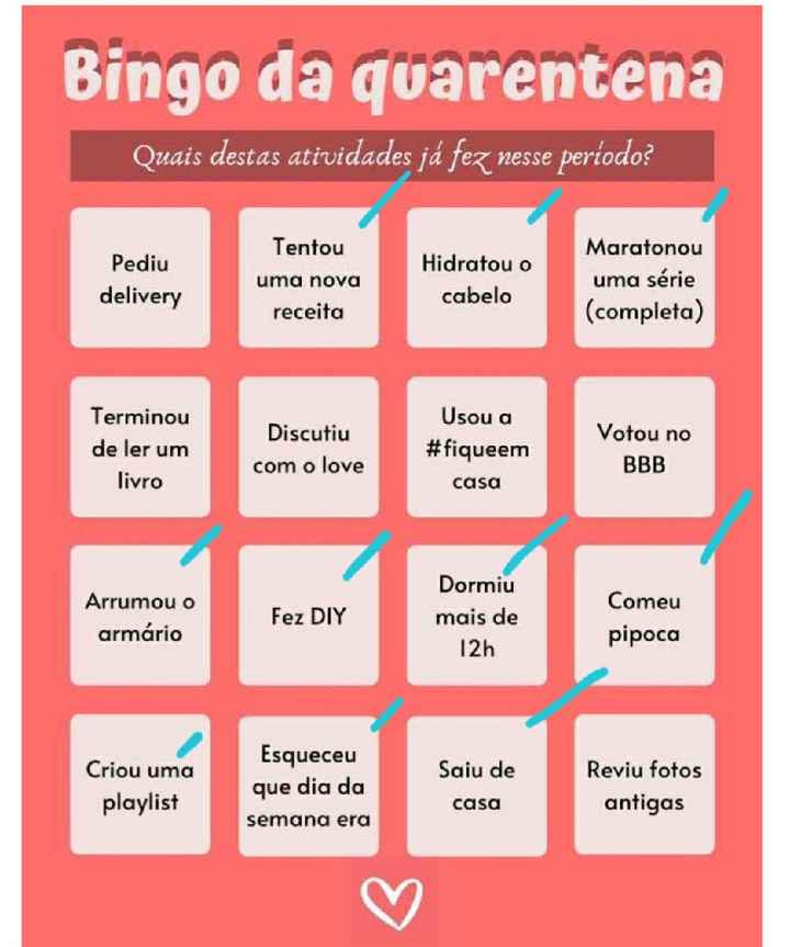 Bingo da quarentena: quem se atreve? #NoivasEmCasa - 1