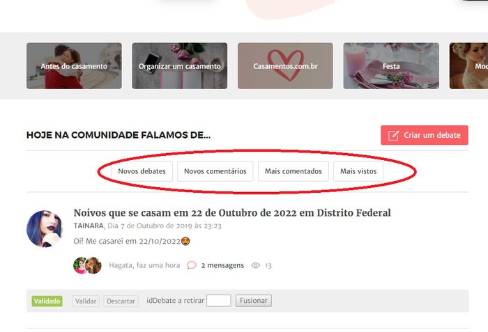 Com base em que os debates aparecem para nós? 1