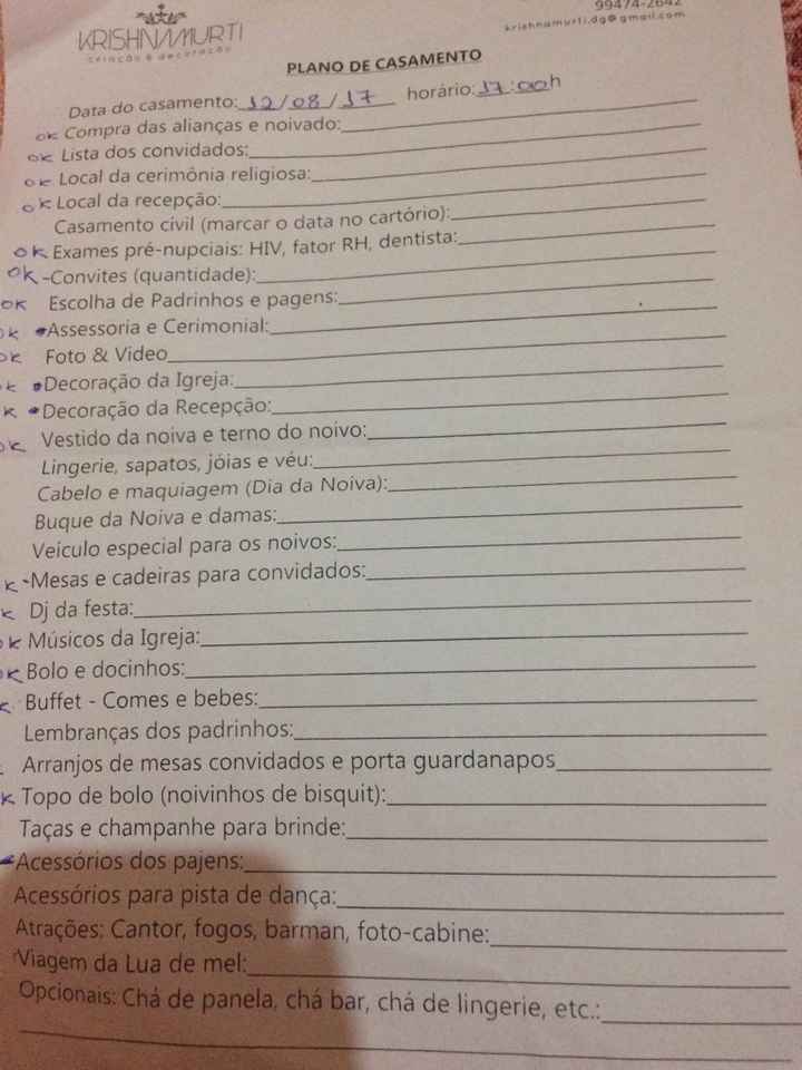 Checklist organizar um casamento 💍 - 1