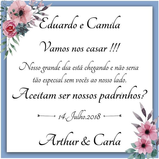 Convite oficial caixa dos padrinhos!!!