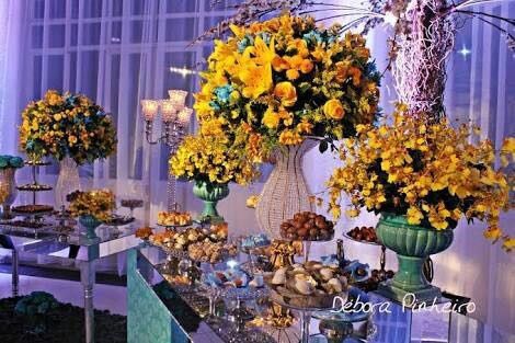 Casamento azul tifany com amarelo - 3