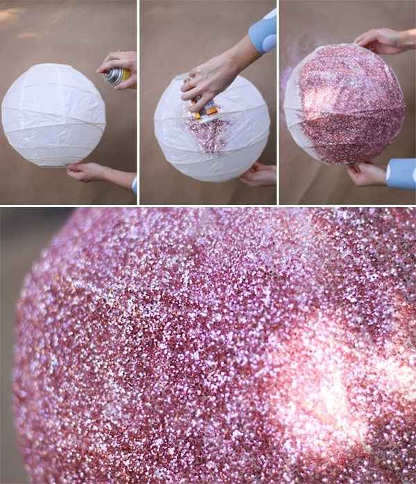 Lampada de papel com gliter