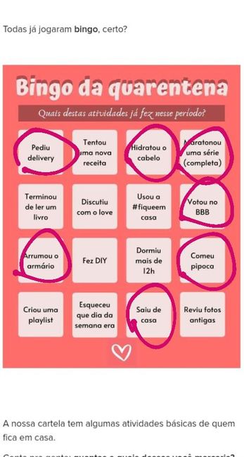 Bingo da quarentena: quem se atreve? #NoivasEmCasa 8