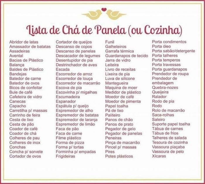 lista Chá de panela 6