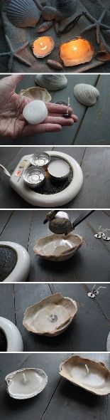 Casar na praia? Velas de concha são uma otima decoração!