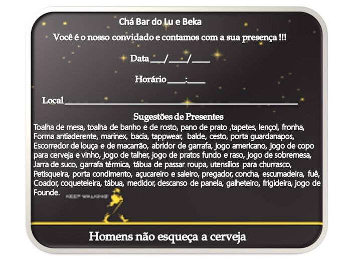 Convite Chá Bar 