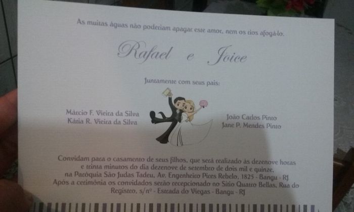 Parte de dentro do convite