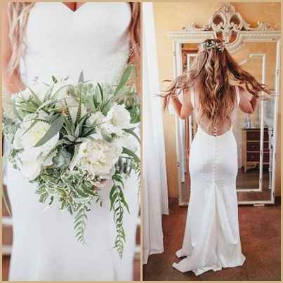 Detalhes da noiva - buquê, vestido e penteado.