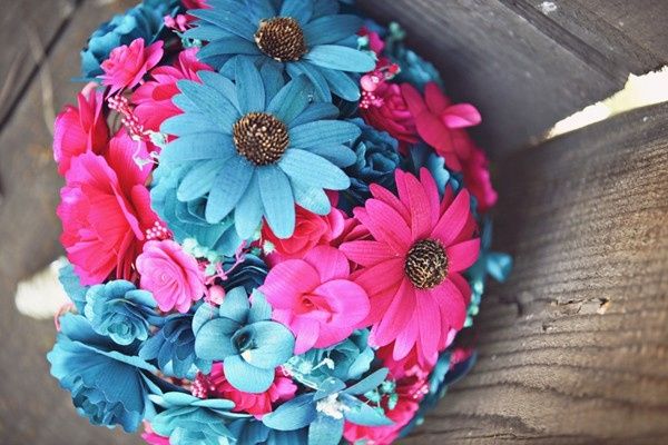 Buquê rosa com azul, liindo