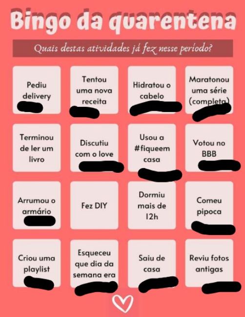 Bingo da quarentena: quem se atreve? #NoivasEmCasa 19