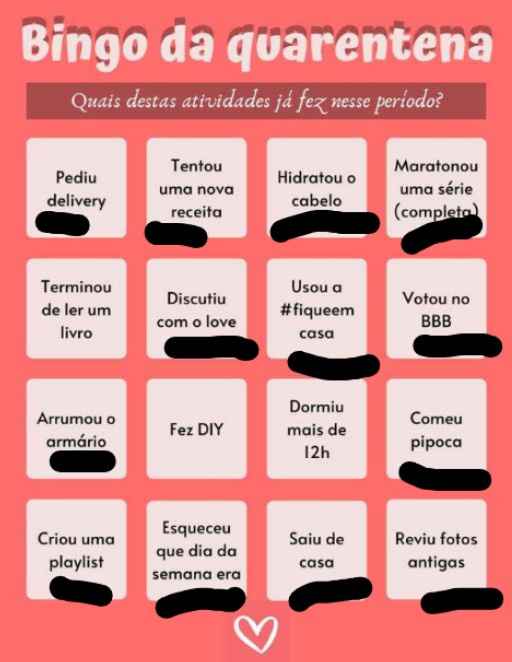 Bingo da quarentena: quem se atreve? #NoivasEmCasa - 1