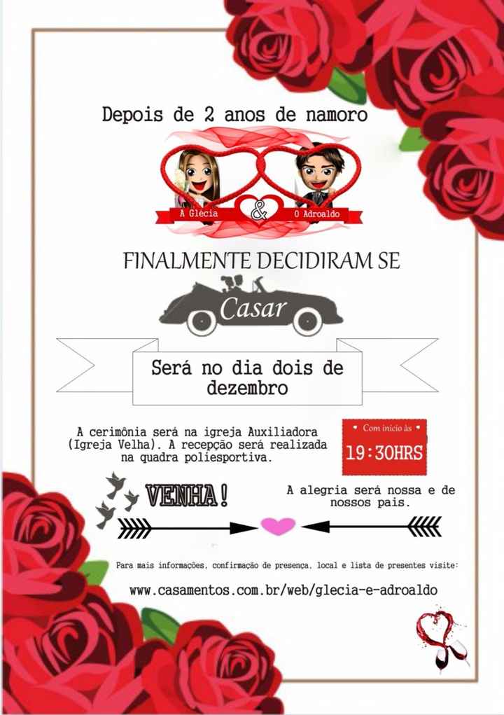 Arte do nosso convite de casamento 