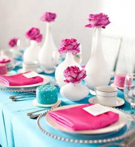 Decoração Rosa e azul Tiffany