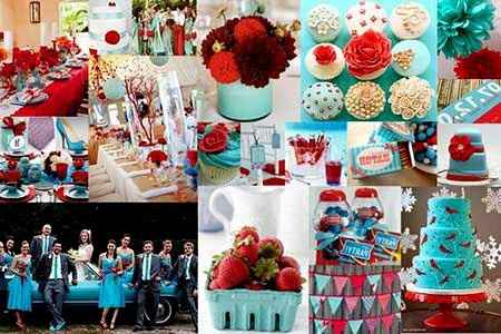 Minha paleta de casamento, azul turquesa e vermelho! - 1