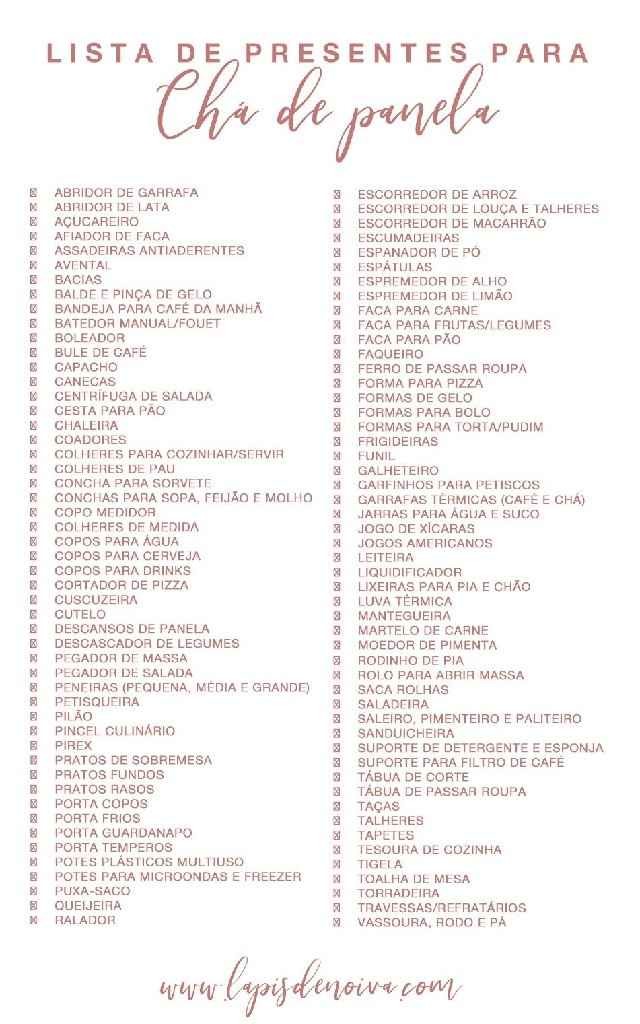 Lista de chá de panela - 1