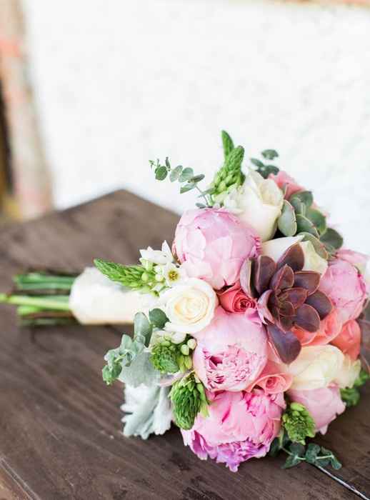 Suculentas com rosa