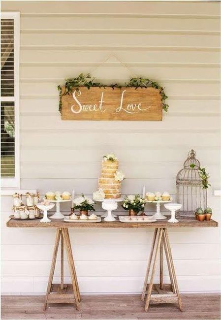 Mesa para bolo simples casamento civil rústico 1