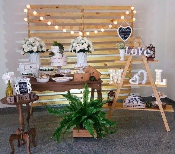 Mesa para bolo simples casamento civil rústico 6