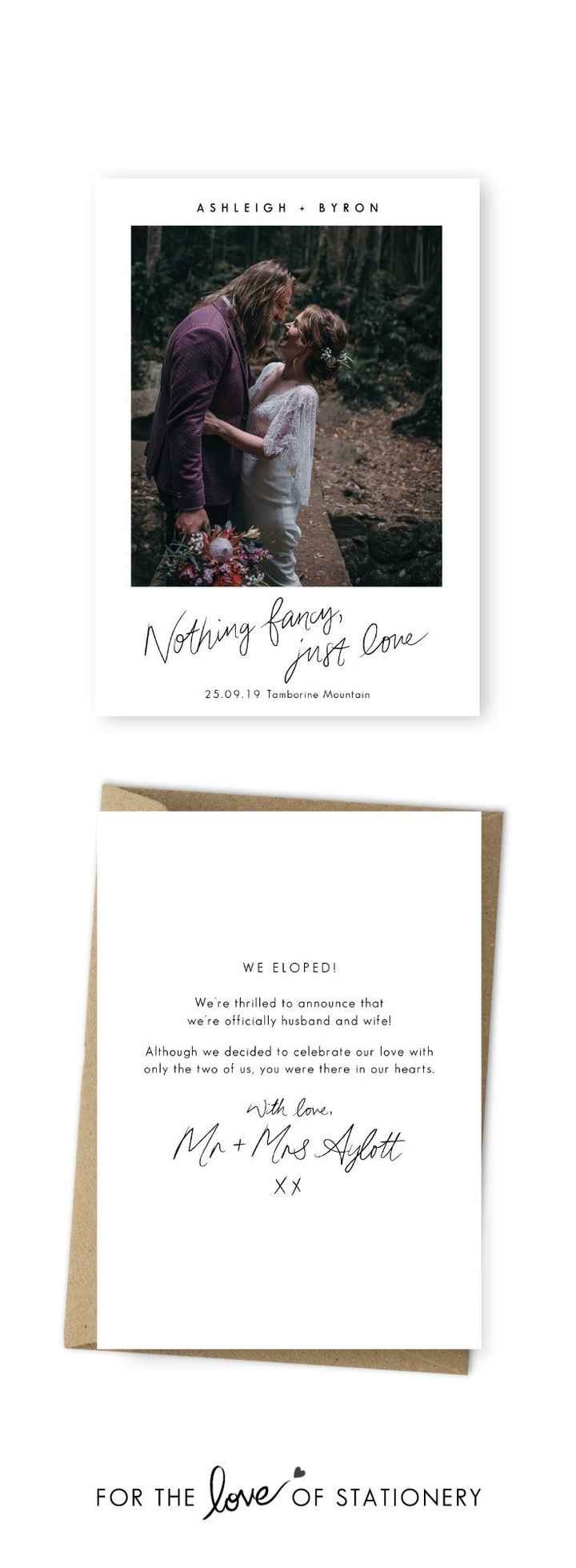 Ideias para anunciar seu casamento Elopment Wedding. - 7