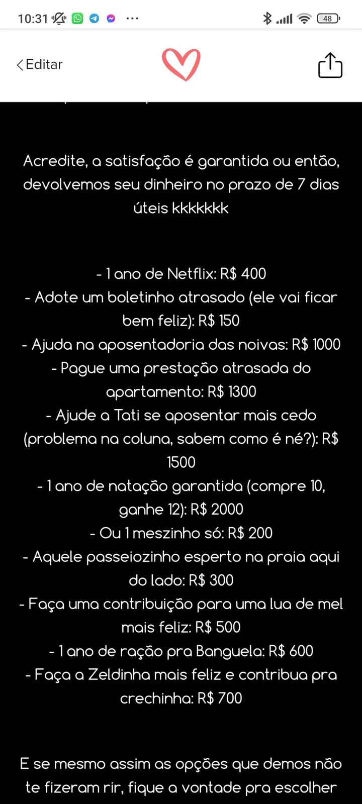Lista de casamento - 1