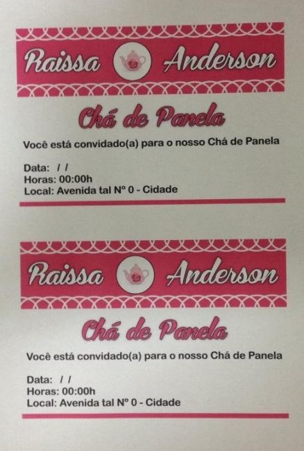 Convite chá de panela (feito pelo meu noivo) - 2
